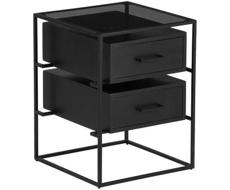 Comodino con piano in vetro Lyle