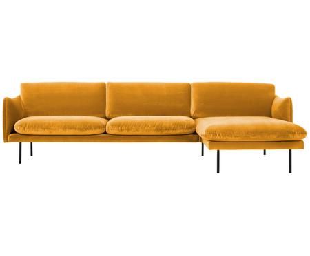 Divano con chaise-longue in velluto Moby