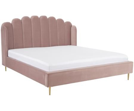 Letto matrimoniale imbottito in velluto Glamour