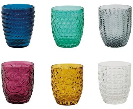 Wassergläser Geometrie mit Strukturmuster in Bunt, 6er-Set