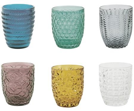 Wassergläser Geometrie mit Strukturmuster in Bunt, 6er-Set