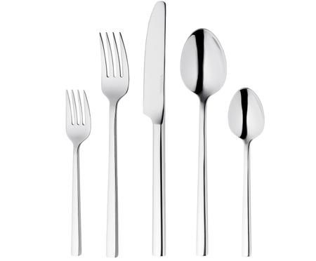Silberglänzendes Besteck-Set Shine aus Edelstahl, in verschiedenen Setgrößen