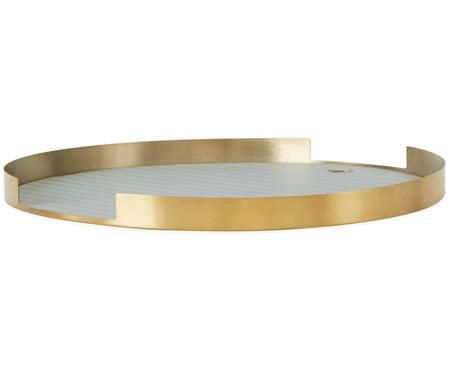 Rundes Tablett Oka in Gold/Weiss