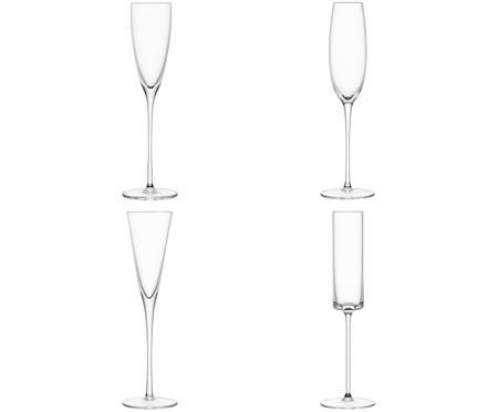 LSA International Juego de 4 Copas de Cristal Transparentes para champ/án Lulu