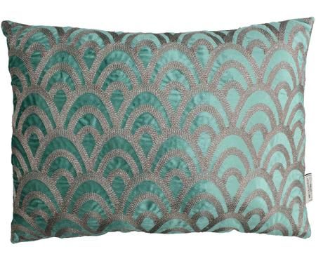Samt-Kissen Trole mit glänzender Stickerei, mit Inlett