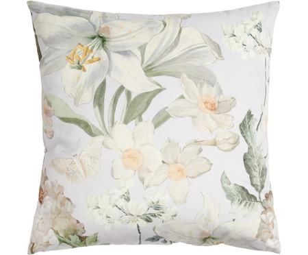 Samt-Kissen Rosalee mit Blumen-Muster, mit Inlett