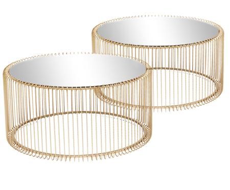 Metall-Couchtisch 2er-Set Wire mit Glasplatte
