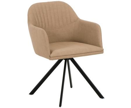 Chaise pivotante à accoudoirs, en cuir synthétique Lola