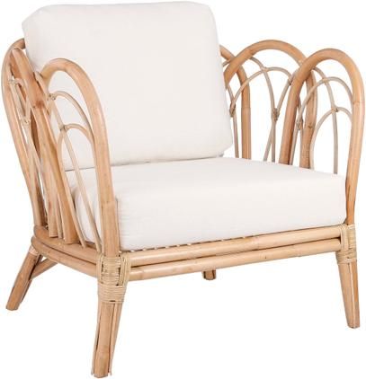 Rattan-Stuhl Sherbrooke in Hellbraun mit Kissen
