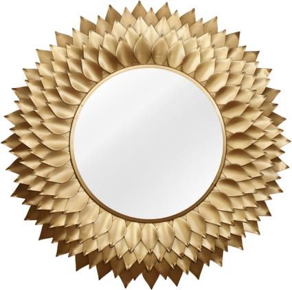 Okrúhle nástenné zrkadlo so zlatým kovovým rámom Petal