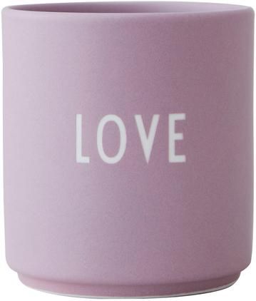 Design Becher Favourite LOVE in Lila mit Schriftzug