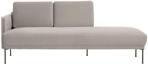 Samt-Ottomane Fluente in Beige mit Metall-Füßen