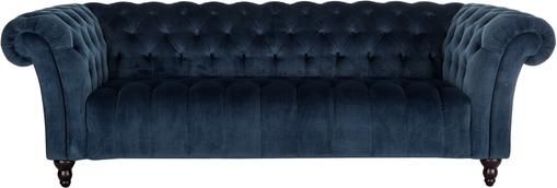 Divano chesterfield 3 posti in velluto blu scuro Gladis