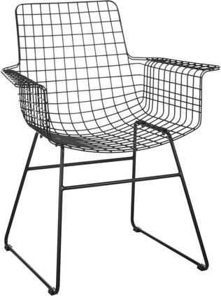 Metall-Armlehnstuhl Wire in Schwarz