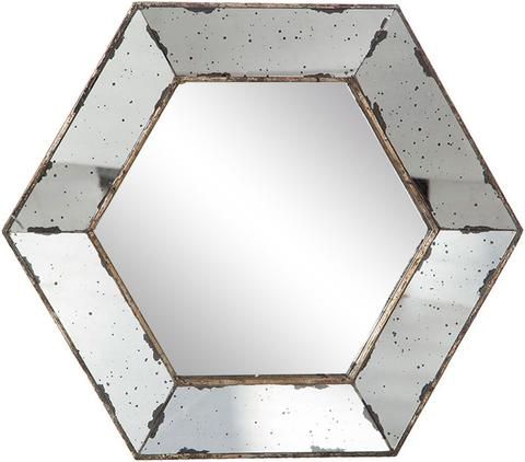 Espejo de pared de metal Hexagonal