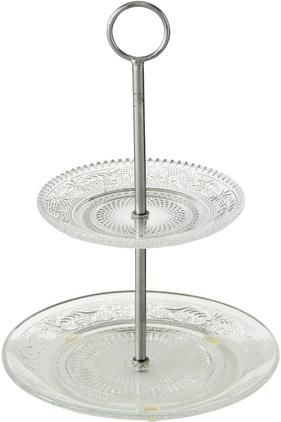 Etagere Relief aus Glas mit silbernem Gestell