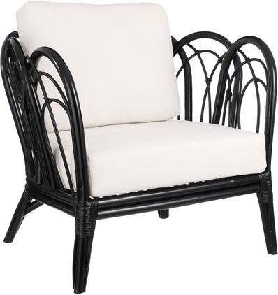 Rattan-Stuhl Sherbrooke in Schwarz mit Kissen