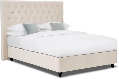 Premium Samt-Boxspringbett Phoebe in Beige