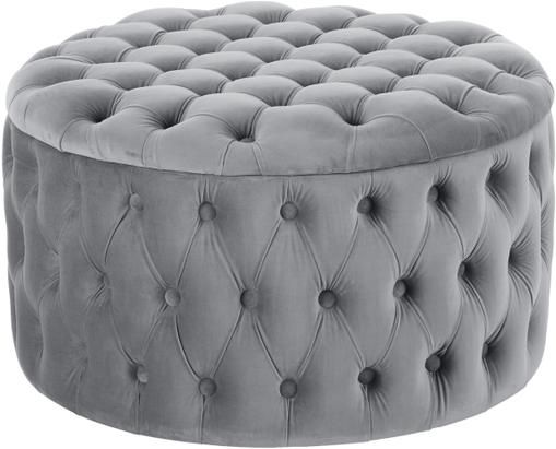 XL Samt-Hocker Chiara mit Stauraum in Grau