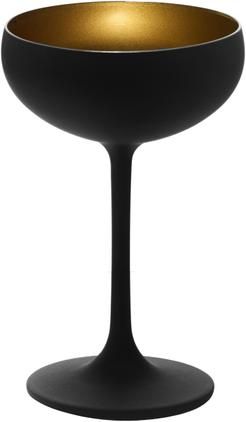 Kristall-Champagnerschalen Elements in Schwarz/Gold, 6 Stück