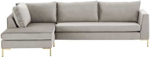 Samt-Ecksofa Luna in Dunkelbeige mit Metall-Füssen