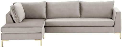 Samt-Ecksofa Luna in Dunkelbeige mit Metall-Füßen