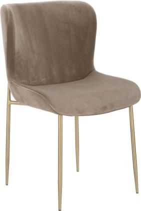 Samt-Polsterstuhl Tess in Taupe