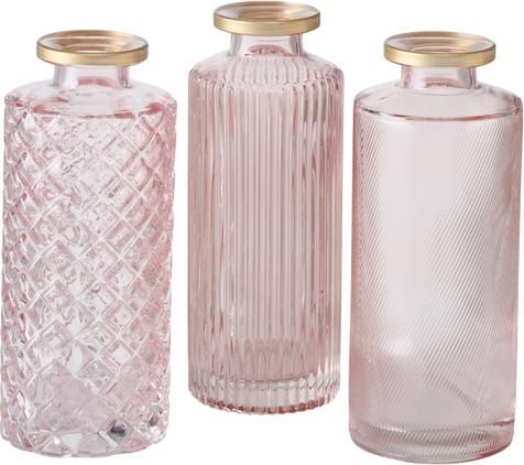 Kleines Vasen-Set Adore aus Glas in Rosa, 3-tlg.
