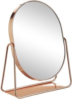 Specchio cosmetico ovale con cornice in metallo rosa dorato Gloria
