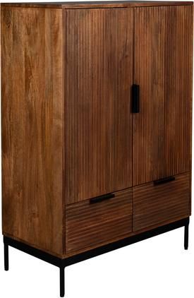 Highboard Saroo aus Mangoholz mit geriffelter Front