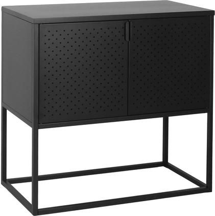 Kleines Metall-Sideboard Neptun mit Türen in Schwarz