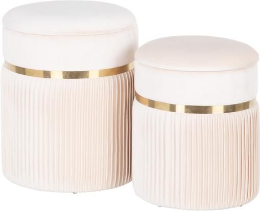 Pouf coffre rond en velours Chest, 2 élém.