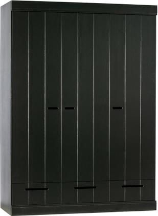 Kleiderschrank Connect in Schwarz, 3-türig
