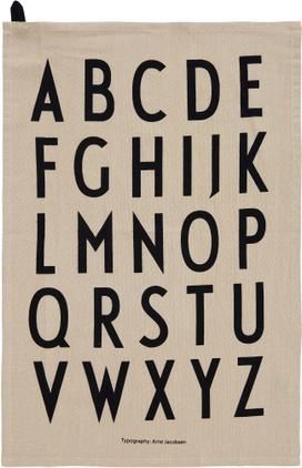 Baumwoll-Geschirrtücher Classic in Beige mit Designletters, 2 Stück
