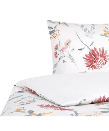 Baumwollsatin-Bettwäsche Evie mit Aquarell Blumen-Muster
