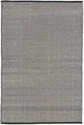 Handgewebter Wollteppich Amaro in Schwarz/Creme