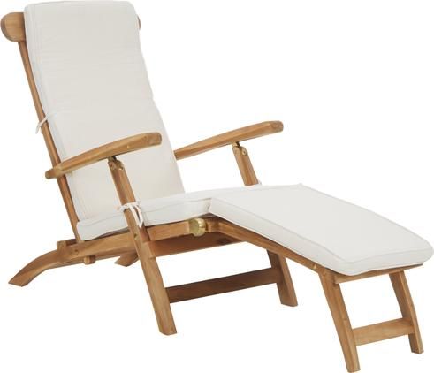 Sedia a sdraio in legno di teak con rivestimento in cotone Arrecife