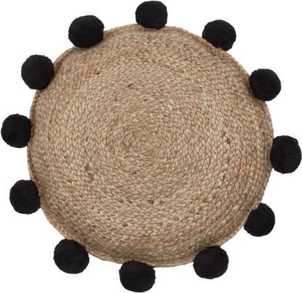 Jute-Dekokissen Fiko mit Pompoms