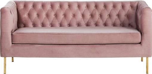 Chesterfield-Samt-Sofa Chiara (2-Sitzer) in Rosa