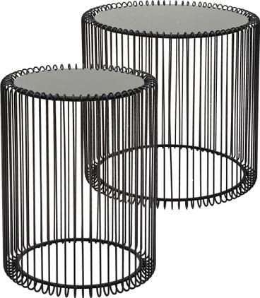 Metall-Beistelltisch 2er-Set Wire mit Glasplatte