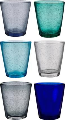 Wassergläser Baita in Blautönen und mit Lufteinschlüssen, 6er-Set