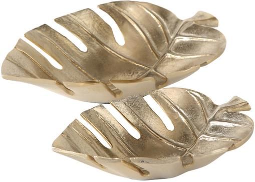 Große Deko-Schalen-Set Monstera aus Metall, 2-tlg.