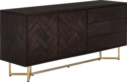 Fischgrät-Sideboard Luca mit Türen aus Massivholz