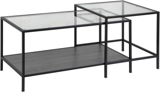Couchtisch-Set Seaford mit Glasplatte, 2-tlg.