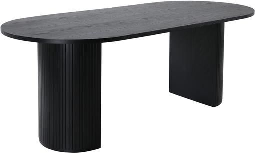 Ovaler Esstisch Bianca mit Eichenholzfunier in Schwarz, 200 x 90 cm