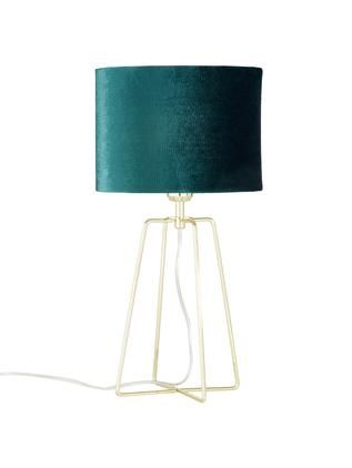 Samt-Tischlampe Karolina in Petrol