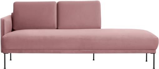 Samt-Ottomane Fluente in Rosa mit Metall-Füssen