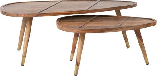 Set de mesas de centro ovaladas de madera maciza Sham, 2 uds.
