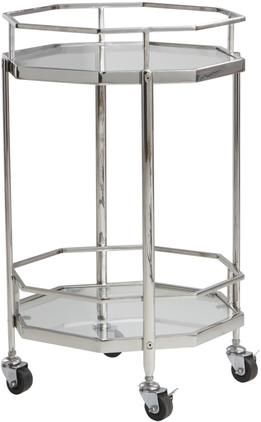Runder Glas-Servierwagen Bilbao in Silber