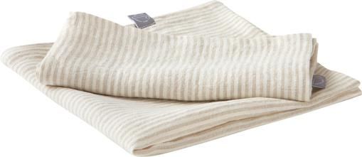Gestreifte Leinen-Servietten Alina in Beige/Cremeweiß, 2 Stück